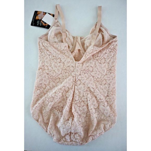Bali Shapewear Sz 40C Rose Firm Control Lace ‘n Smooth Built-In Bra Body Briefer - Picture 2 of 6